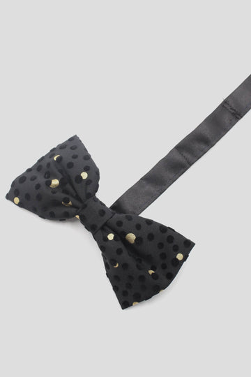Twisted Tailor Farrow Polka Dot Black and Gold Bowtie