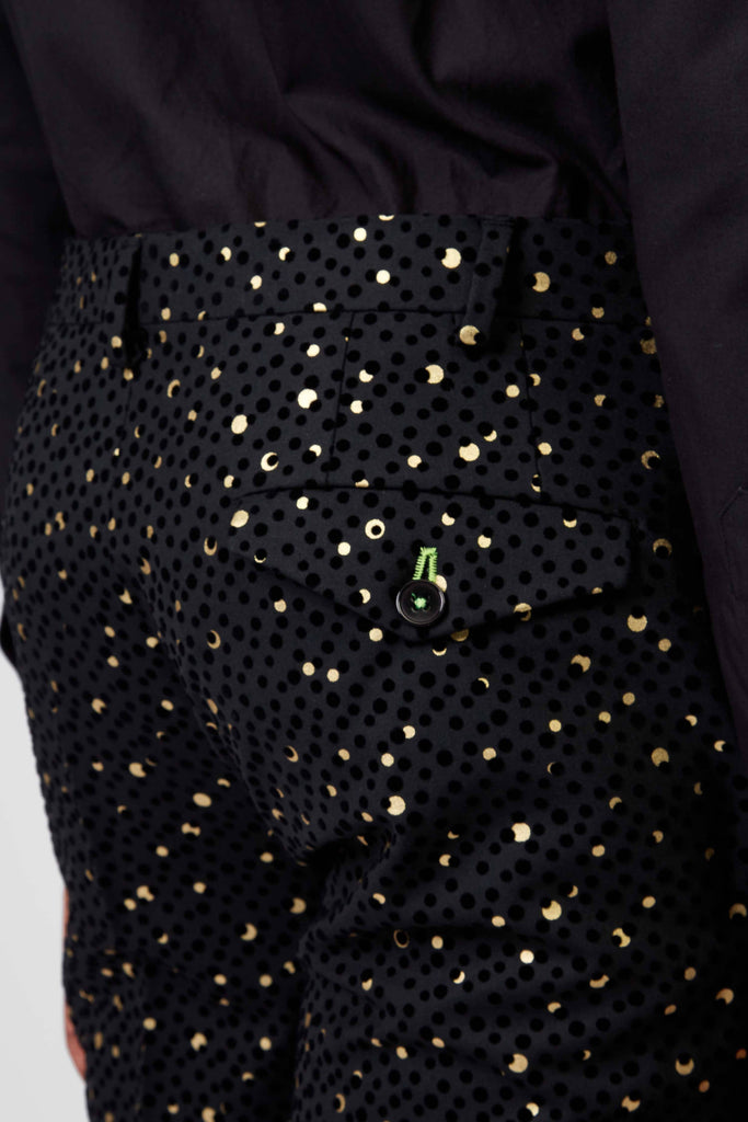 Twisted Tailor Farrow Skinny Fit Black Tuxedo Trouser with Gold Print