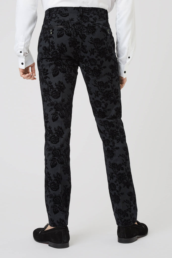 Twisted Tailor Fleet Floral Skinny Fit Tuxedo Trouser Black