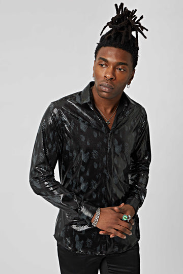 Twisted Tailor Fleetwood High-Shine Snakeprint Shirt