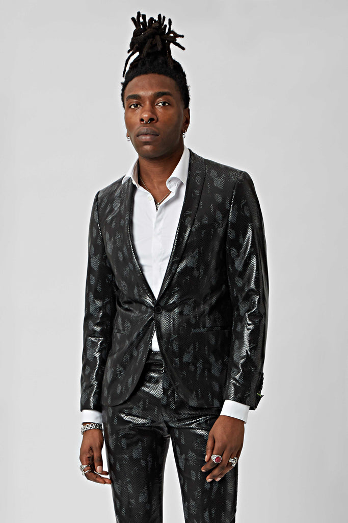Twisted Tailor Fleetwood High-Shine Snakeprint Suit Jacket