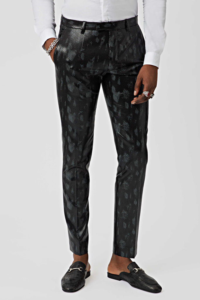Twisted Tailor Fleetwood High-Shine Snakeprint Suit Trousers