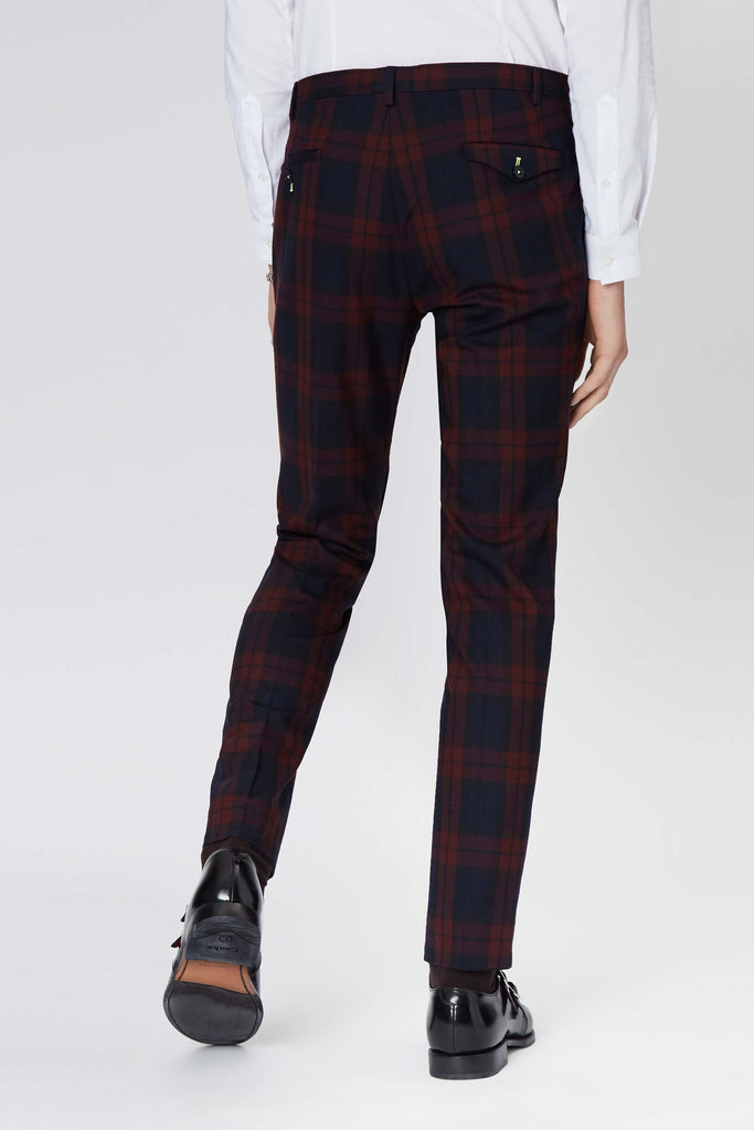 Twisted Tailor Ginger Skinny Fit Suit In Burgundy Tartan