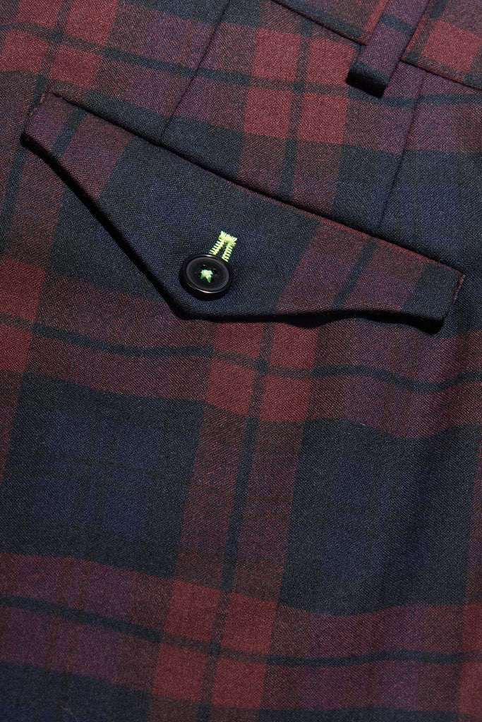 Twisted Tailor Ginger Skinny Fit Trouser in Burgundy Tartan