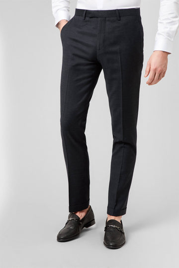 Twisted Tailor Hereford Charcoal Trousers with Turn-Up