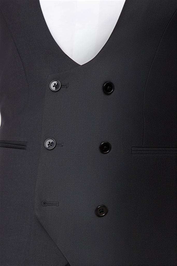 Twisted Tailor Kingdon Black Double Breasted Waistcoat