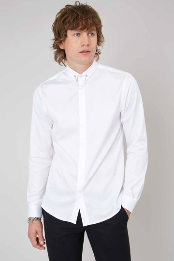 Twisted Tailor Lynton White Shirt with Collar Bar