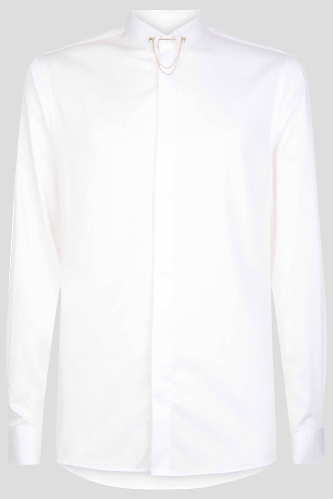 Twisted Tailor Lynton White Shirt with Collar Bar