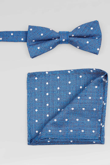 Twisted Tailor Mercury Blue Spotted Tie and Matching Pocket Square Set