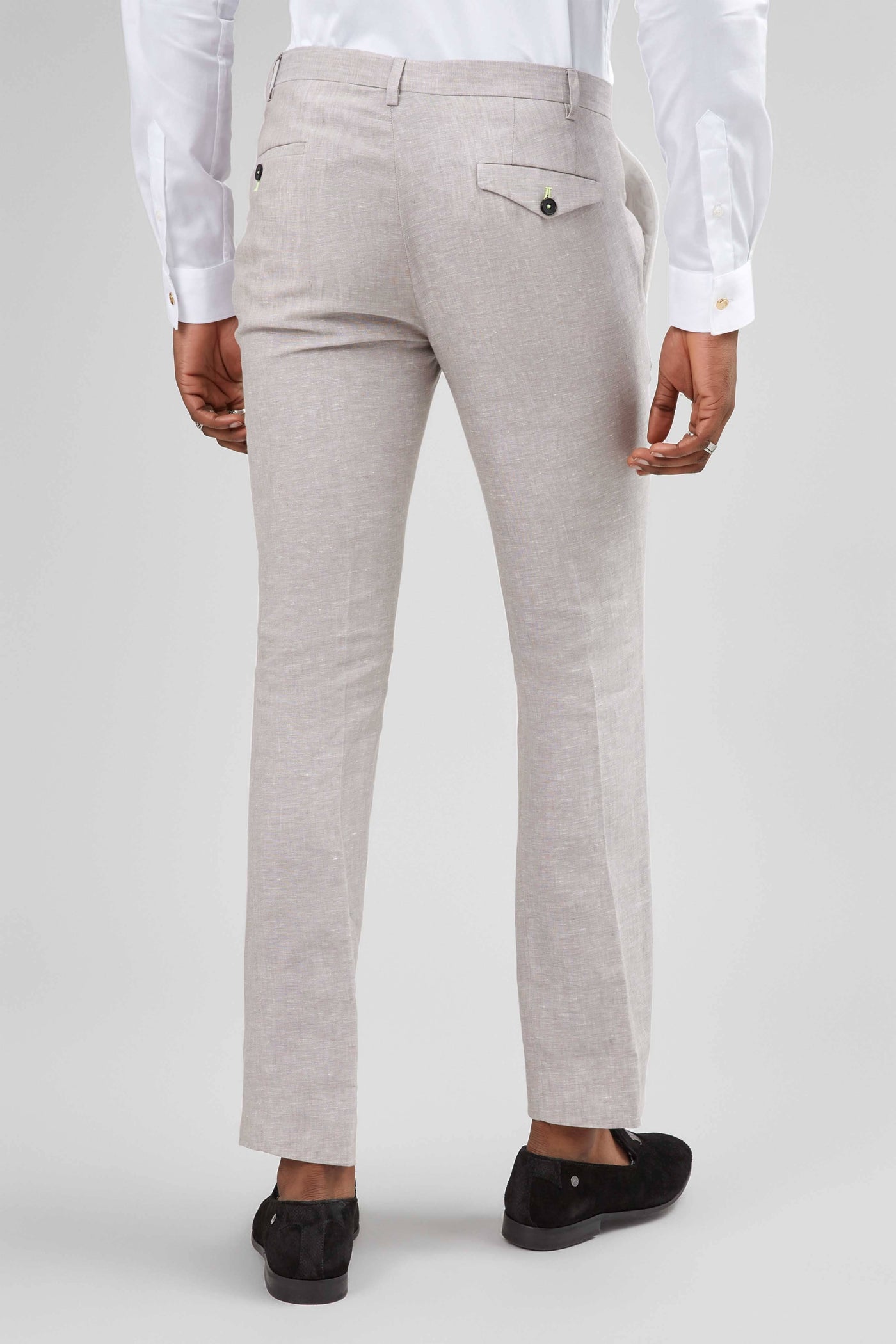 Twisted Tailor Runner Skinny Fit Stone Linen Trouser With Piping