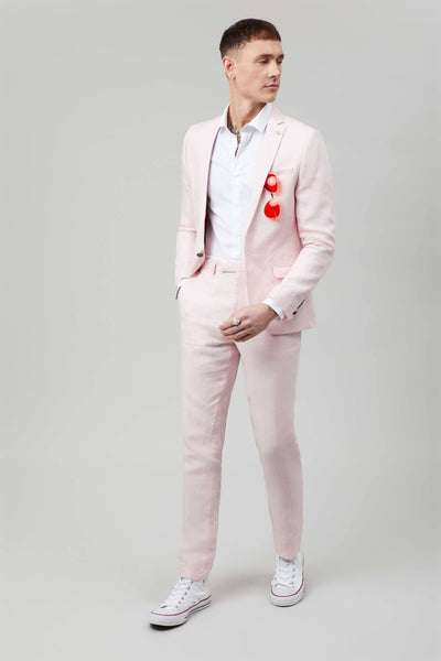 Linen Two Piece Pink Check Formal Suit - Rowan