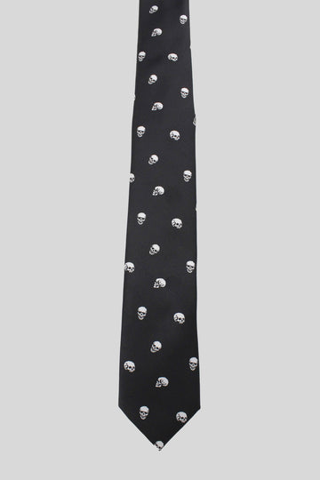 Twisted Tailor Skulldot Printed Black Tie