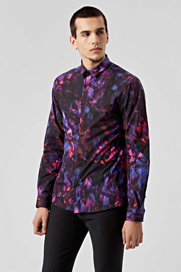 Twisted Tailor Teardrop Pink and Black Printed Shirt