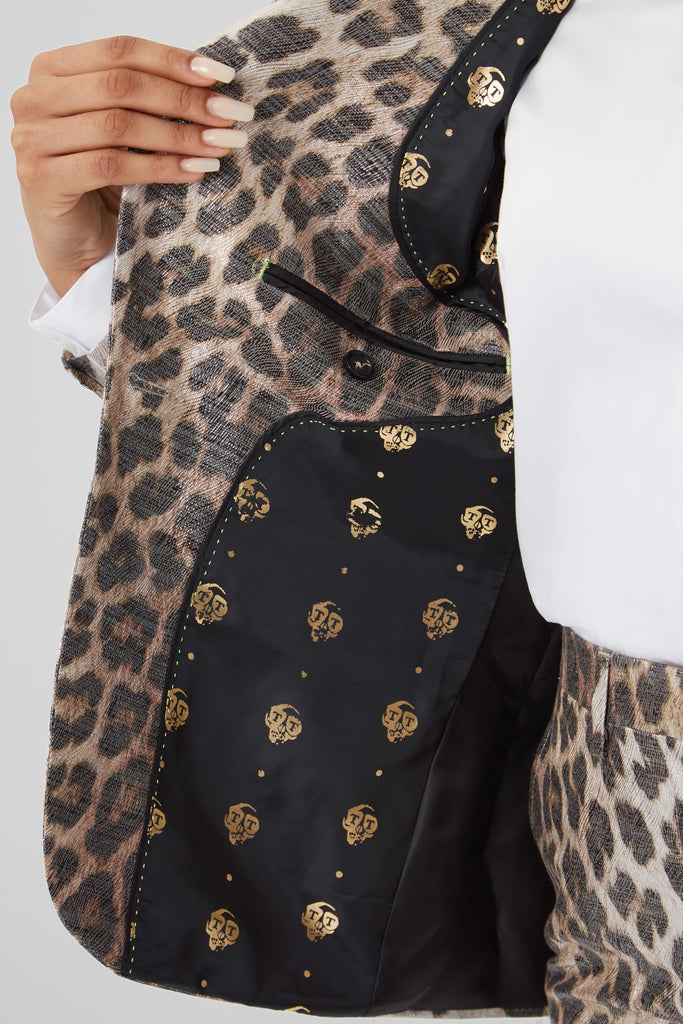 Twisted Tailor Womenswear Partanen Gold Metallic Leopard Print Suit Jacket