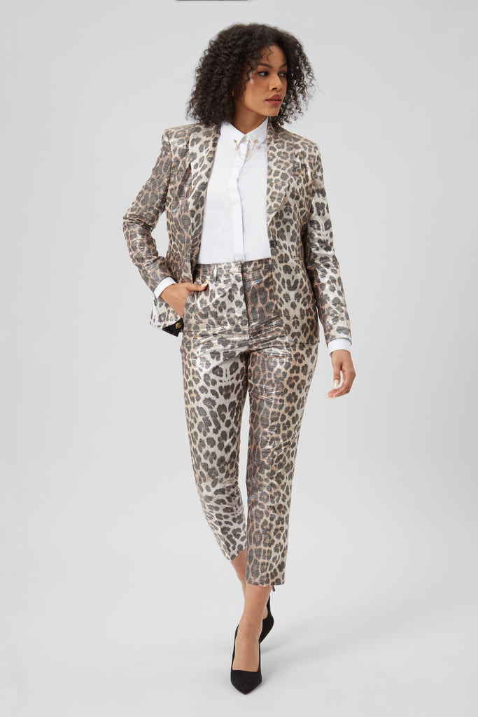 Twisted Tailor Womenswear Partanen Gold Metallic Leopard Print Suit Jacket