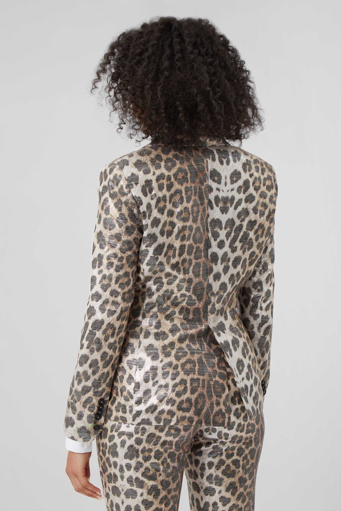 Twisted Tailor Womenswear Partanen Gold Metallic Leopard Print Suit Jacket