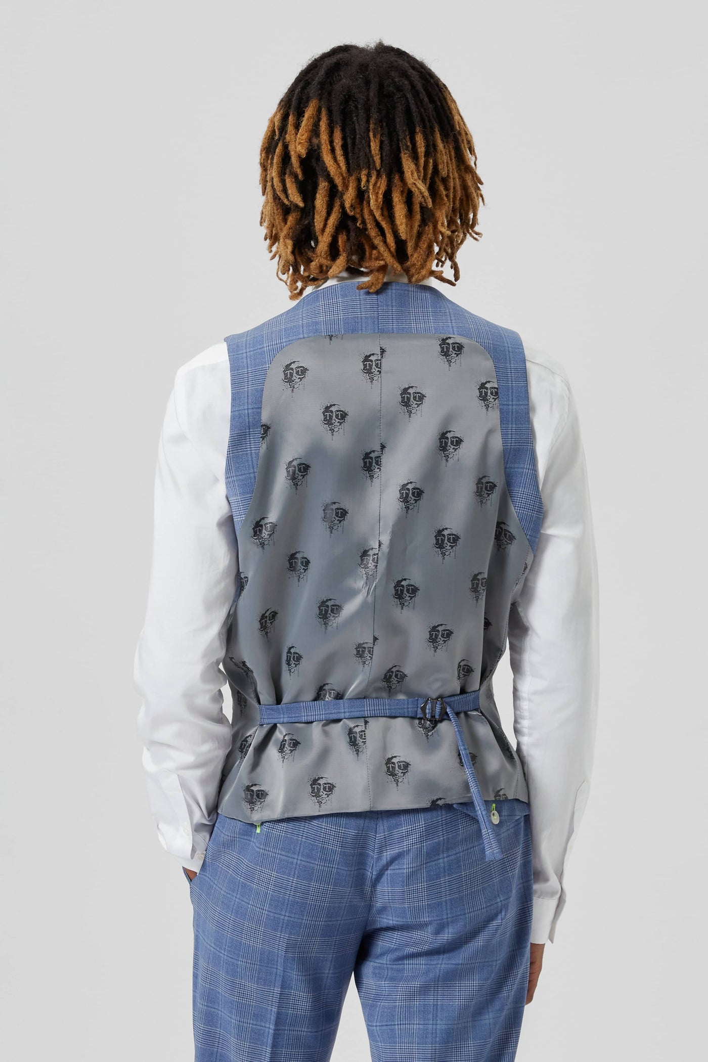 Breamore Skinny Fit Blue Check Wool Waistcoat - ARCHIVE