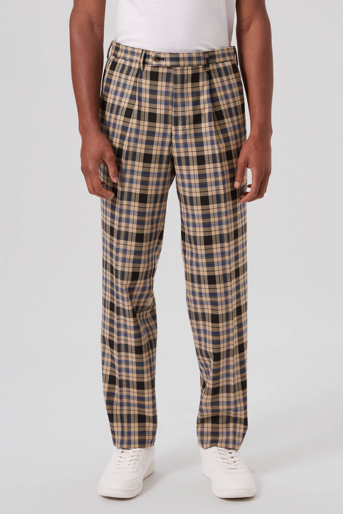 Mens slim fit tartan trousers online
