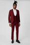 Drake Skinny Fit Red Wool Suit - ARCHIVE