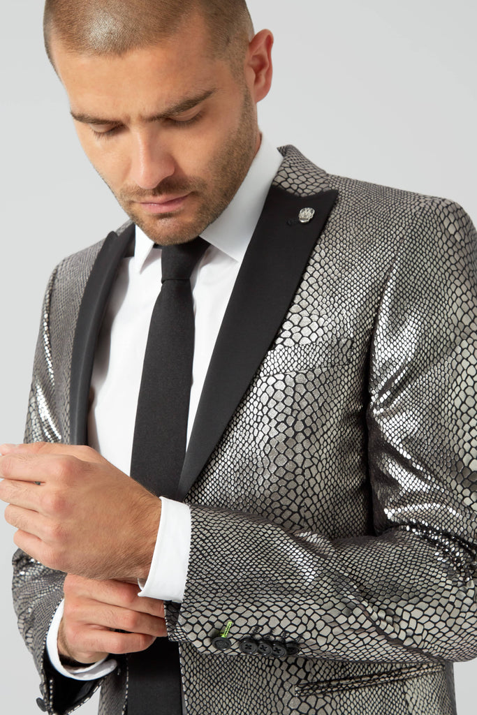 Insight Skinny Fit Silver Snake Print Jacket – Twisted Tailor