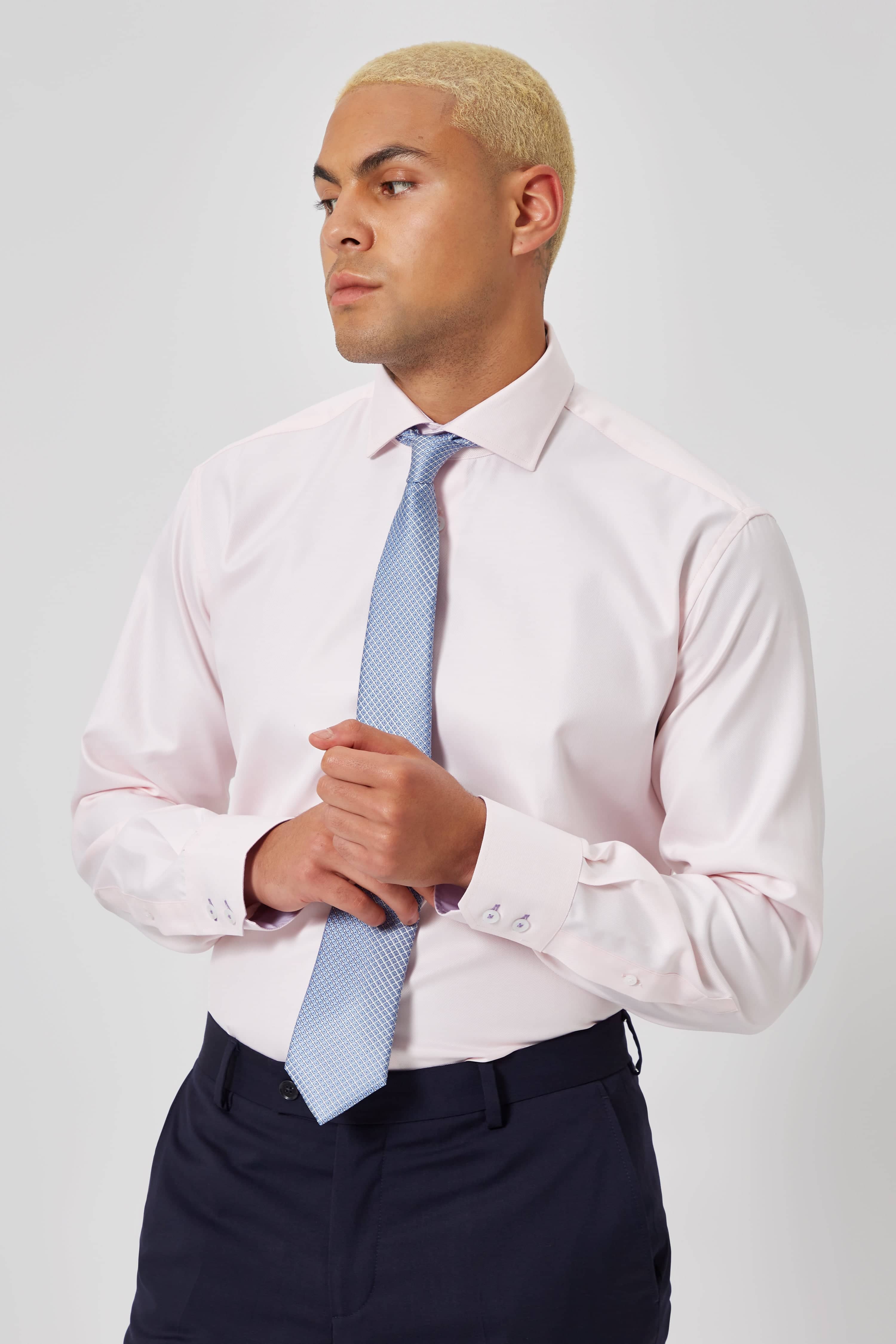 Canfield Slim Fit Pink Cotton Single Cuff Shirt